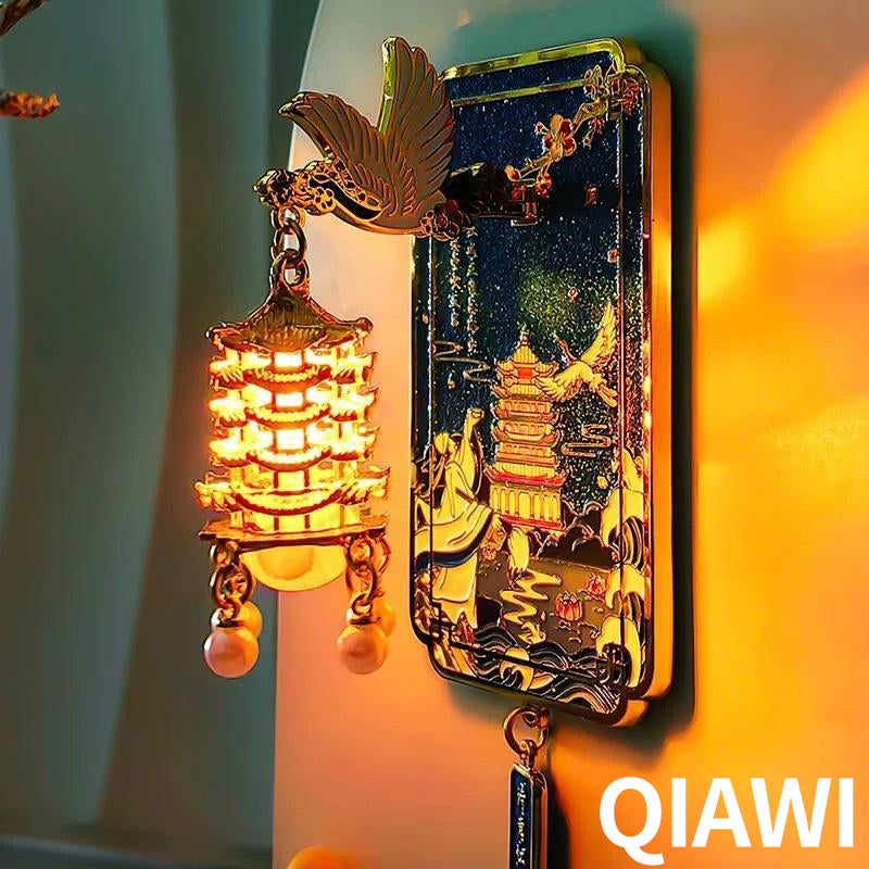 QIAWI -Luminous Yellow Crane Tower Fridge Magnet – Wuhan Souvenir Alloy Ornament, Night Light Magnet, Chinese Cultural Travel Keepsake Gift