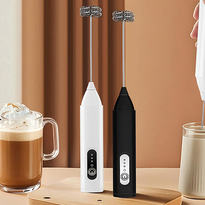 QIAWI™ Rechargeable Handheld Frother, 3-Speed Milk Frother with Double Whisk, Fast Type-C Charging