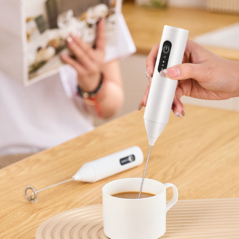 QIAWI™ Rechargeable Handheld Frother, 3-Speed Milk Frother with Double Whisk, Fast Type-C Charging