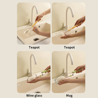 QIAWI™ Rotating Cup Brush, Includes Straw Brush for Water Bottles, Mugs, Wine Glasses