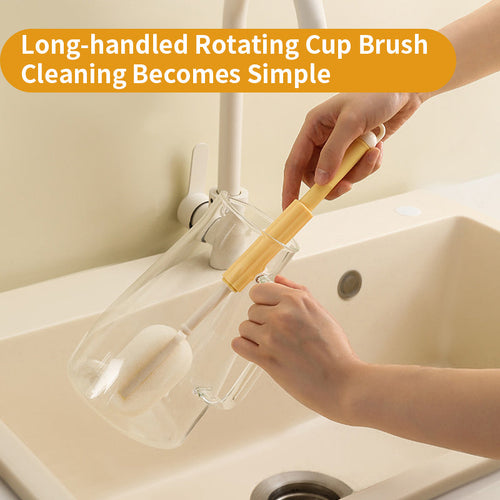 QIAWI™ Rotating Cup Brush, Includes Straw Brush for Water Bottles, Mugs, Wine Glasses