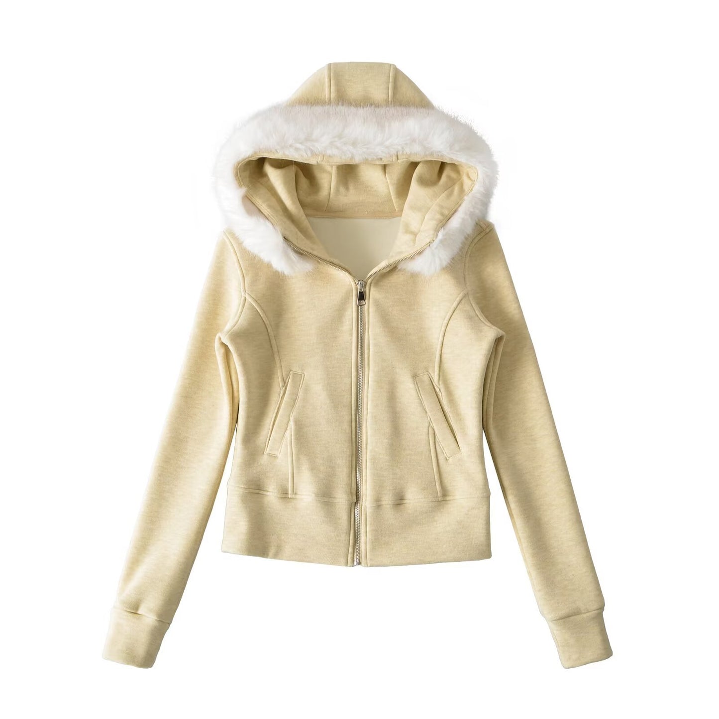 Slim fit hooded cardigan sweatshirt jacket