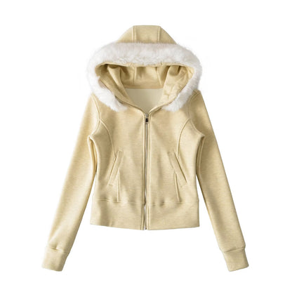 Slim fit hooded cardigan sweatshirt jacket
