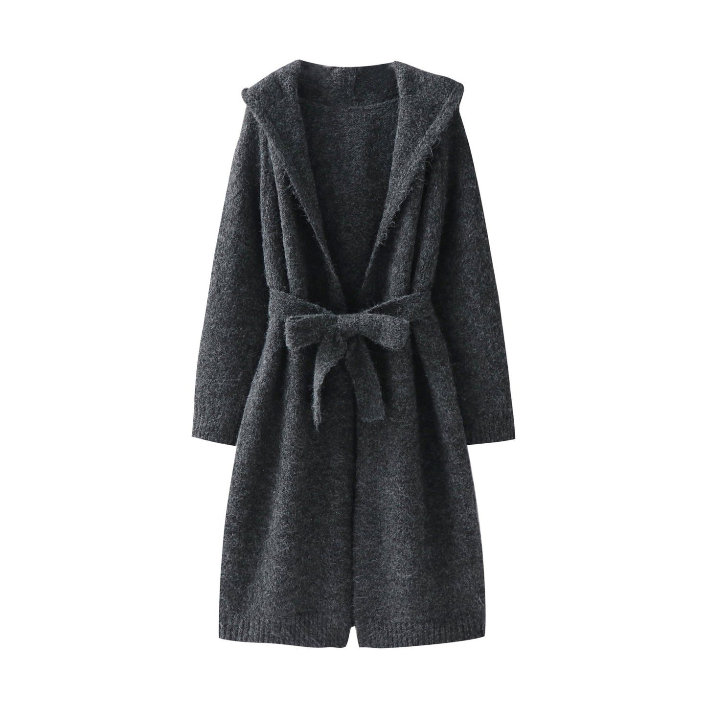 Extended loose lace up hooded jacket