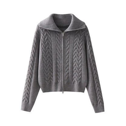 Collar solid color jacket for women