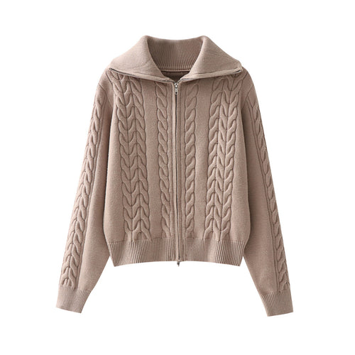Collar solid color jacket for women