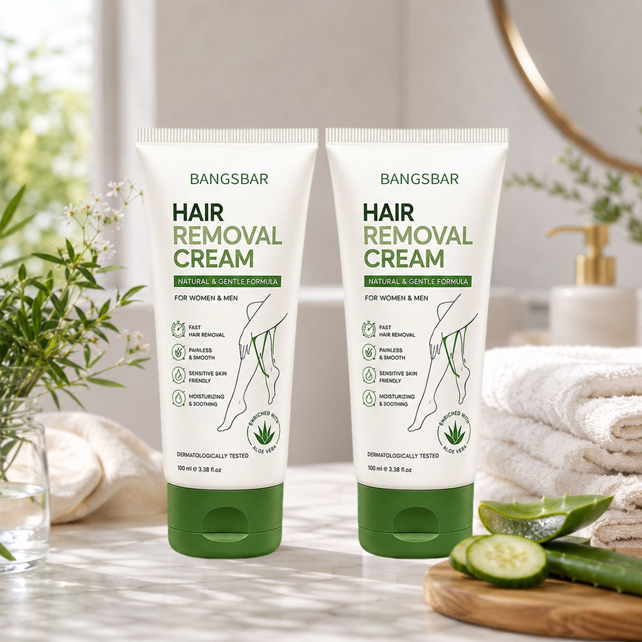 Bangsbar Natural Gentle Hair Removal Cream | For Women & Men, Sensitive Skin