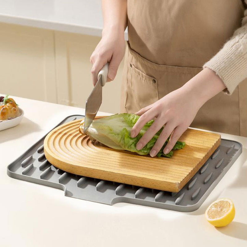 Built-in Drain Lip Dish Drainer Mats for Kitchen Counter Easy-Clean High Temperature Resistance Coasters