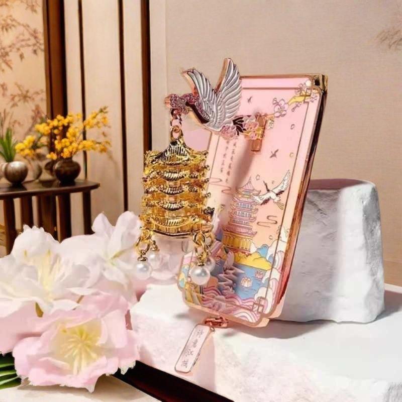 QIAWI -Luminous Yellow Crane Tower Fridge Magnet – Wuhan Souvenir Alloy Ornament, Night Light Magnet, Chinese Cultural Travel Keepsake Gift