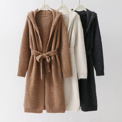 Extended loose lace up hooded jacket