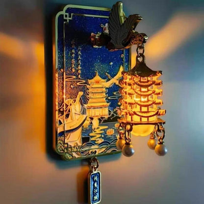 QIAWI -Luminous Yellow Crane Tower Fridge Magnet – Wuhan Souvenir Alloy Ornament, Night Light Magnet, Chinese Cultural Travel Keepsake Gift
