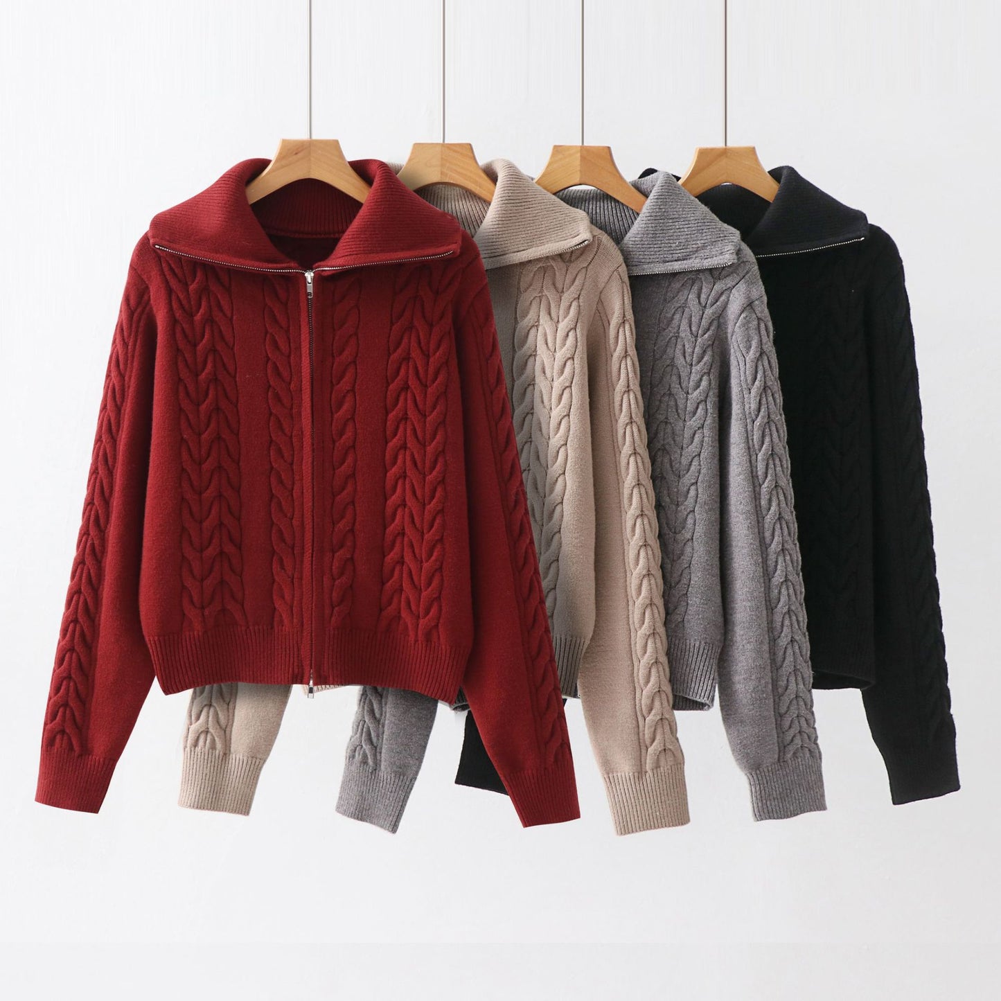 Collar solid color jacket for women