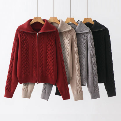 Collar solid color jacket for women