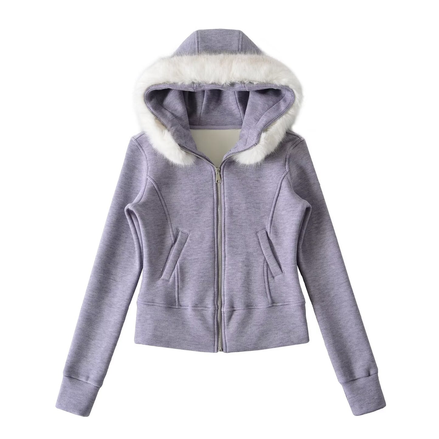 Slim fit hooded cardigan sweatshirt jacket