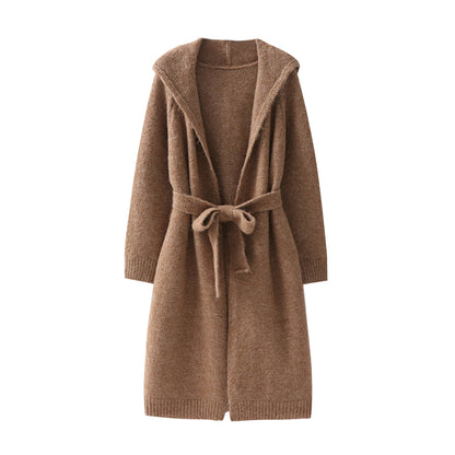 Extended loose lace up hooded jacket