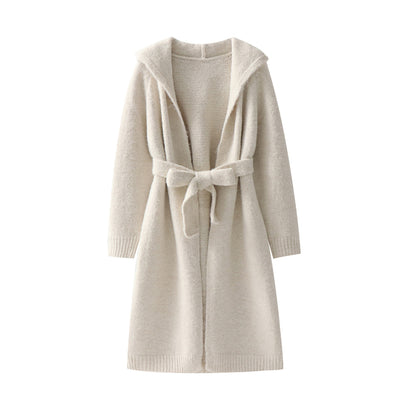 Extended loose lace up hooded jacket