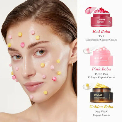 🔥🔥🔥Final 3 hours 75% OFF:🌸Mix & Match Boba Cream Set | Tiktok Viral Capsule Creams for Uneven Skin Tone, Glow Hydration, Korean Skincare, K-beauty