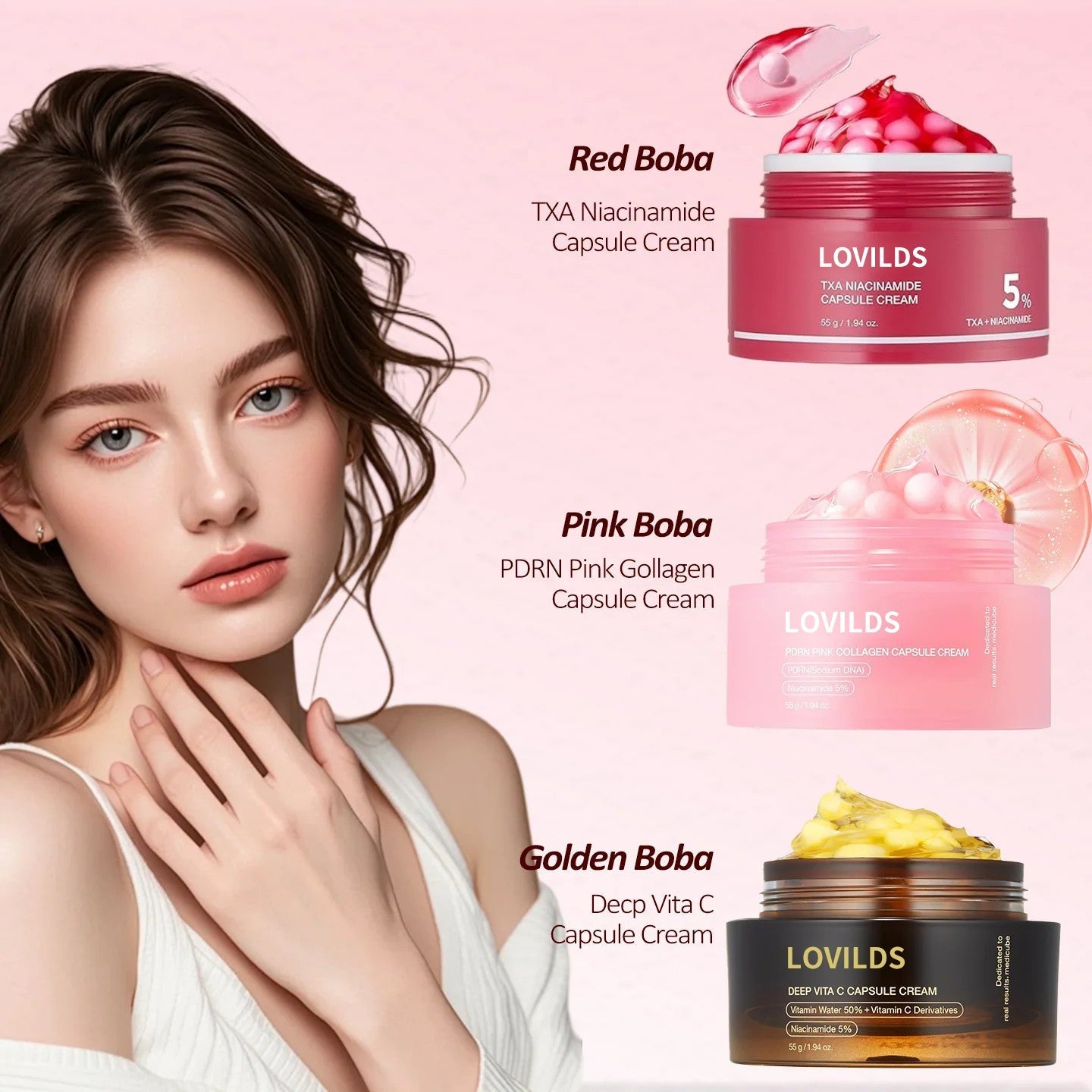 🔥🔥🔥Final 3 hours 75% OFF:🌸Mix & Match Boba Cream Set | Tiktok Viral Capsule Creams for Uneven Skin Tone, Glow Hydration, Korean Skincare, K-beauty