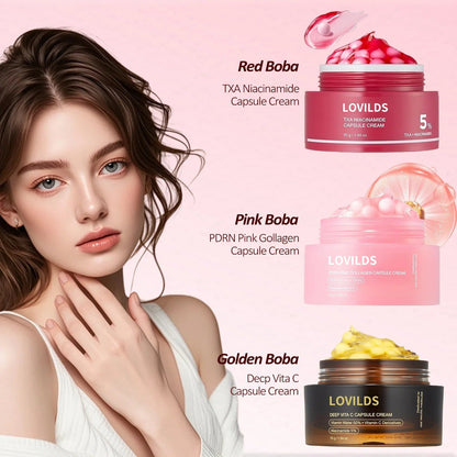 🔥🔥🔥Final 3 hours 75% OFF:🌸Mix & Match Boba Cream Set | Tiktok Viral Capsule Creams for Uneven Skin Tone, Glow Hydration, Korean Skincare, K-beauty